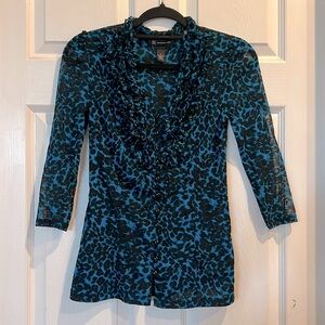 INC International Concepts 3/4 Sleeve Ruffle Front Blouse